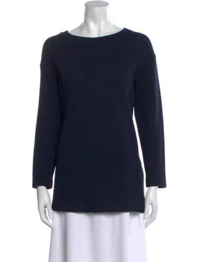 Pre-owned St John Scoop Neck Sweater In Blue