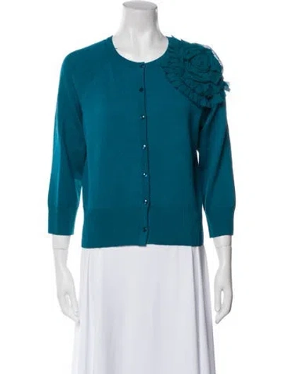 Pre-owned St John Scoop Neck Sweater In Blue