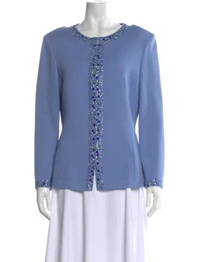 Pre-owned St John Scoop Neck Sweater In Blue