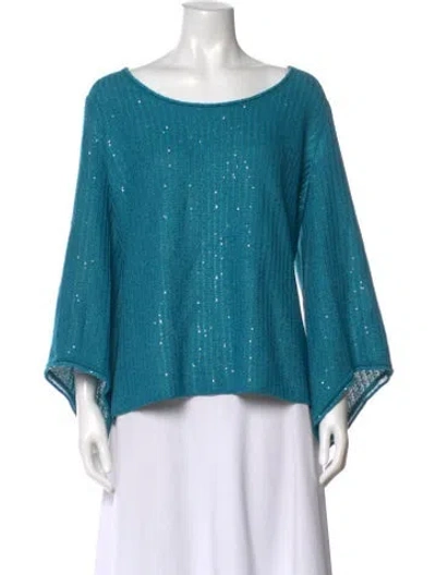 Pre-owned St John Scoop Neck Sweater In Blue