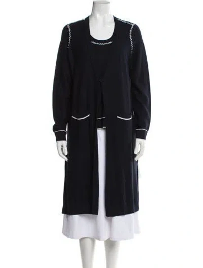 Pre-owned St John Scoop Neck Sweater In Blue