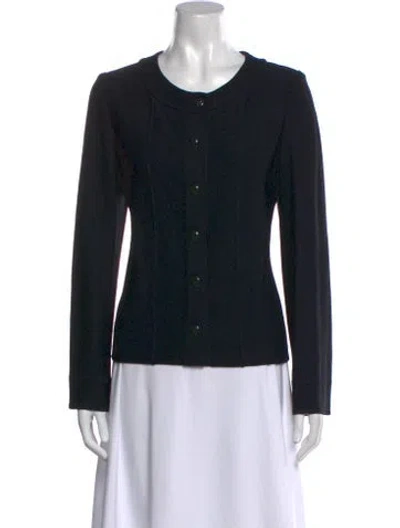 Pre-owned St John Scoop Neck Sweater In Blue