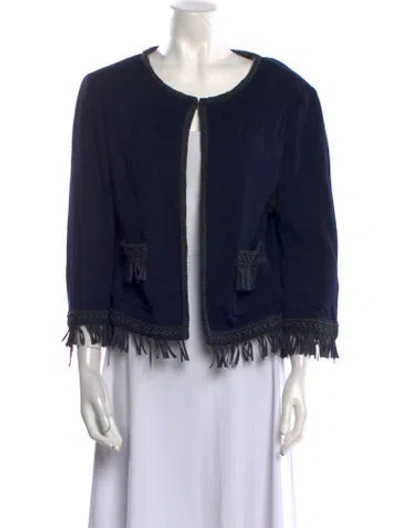 Pre-owned St John Scoop Neck Sweater In Blue