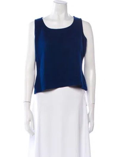 Pre-owned St John Scoop Neck Sweater In Blue