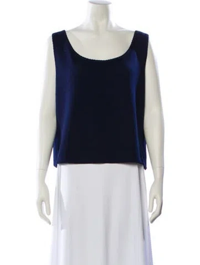 Pre-owned St John Scoop Neck Sweater In Blue