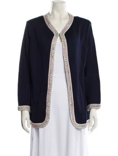 Pre-owned St John Scoop Neck Sweater In Blue