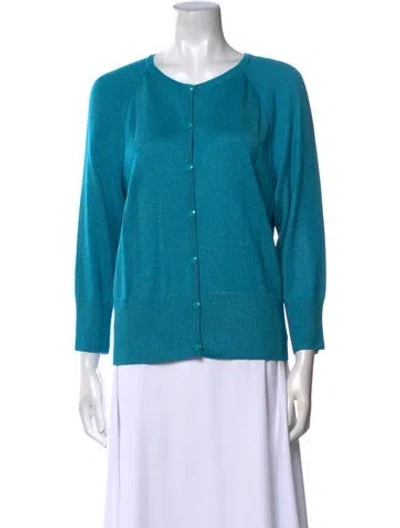 Pre-owned St John Scoop Neck Sweater In Blue