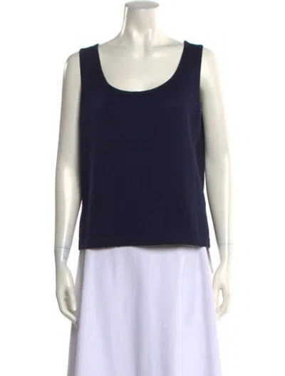 Pre-owned St John Scoop Neck Sweater In Blue