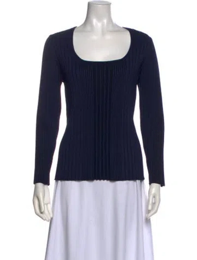 Pre-owned St John Scoop Neck Sweater In Blue