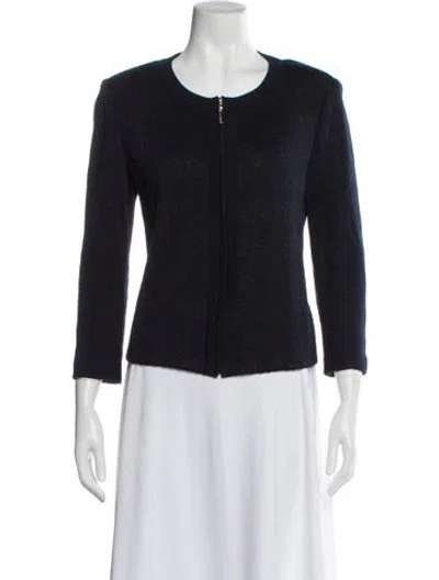 Pre-owned St John Scoop Neck Sweater In Blue