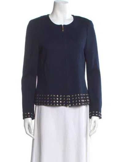 Pre-owned St John Scoop Neck Sweater In Blue