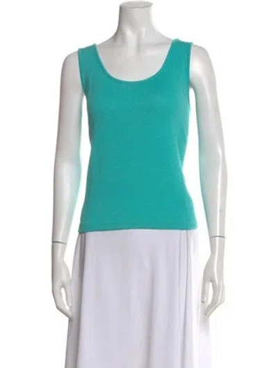 Pre-owned St John Scoop Neck Sweater In Blue