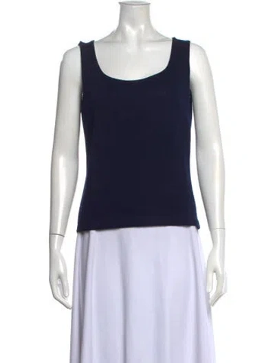 Pre-owned St John Scoop Neck Sweater In Blue