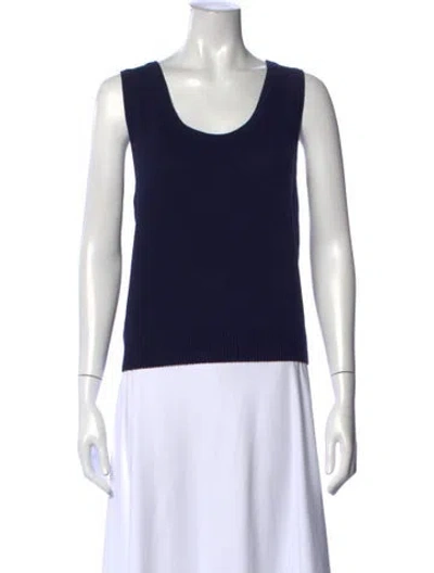 Pre-owned St John Scoop Neck Sweater In Blue