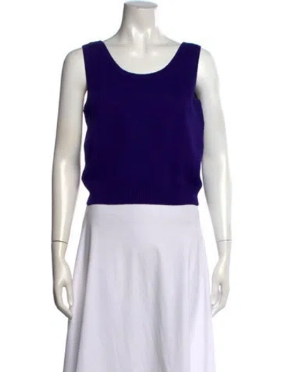 Pre-owned St John Scoop Neck Sweater In Blue