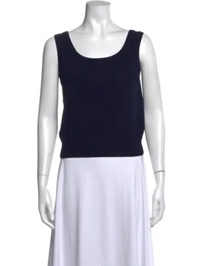 Pre-owned St John Scoop Neck Sweater In Blue