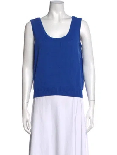 Pre-owned St John Scoop Neck Sweater In Blue