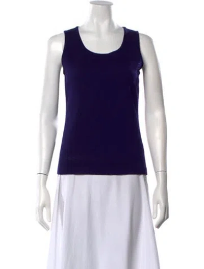 Pre-owned St John Scoop Neck Sweater In Blue