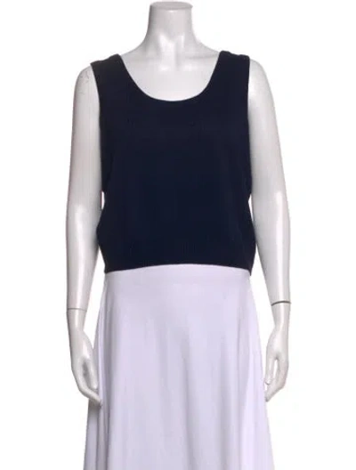Pre-owned St John Scoop Neck Sweater In Blue