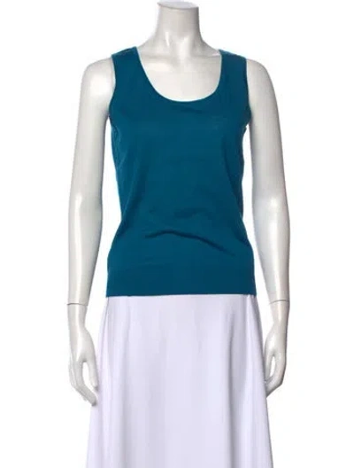 Pre-owned St John Scoop Neck Sweater In Blue