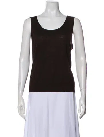 Pre-owned St John Scoop Neck Sweater In Brown
