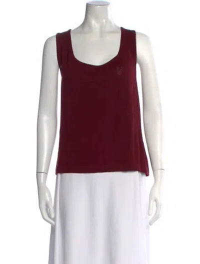 Pre-owned St John Scoop Neck Sweater In Burgundy