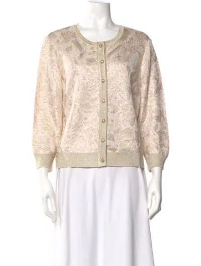 Pre-owned St John Scoop Neck Sweater In Gold
