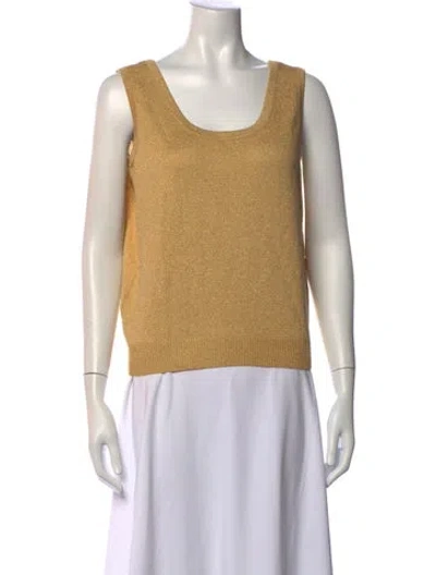 Pre-owned St John Scoop Neck Sweater In Gold