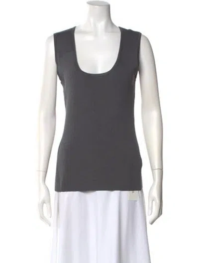 Pre-owned St John Scoop Neck Sweater In Gray