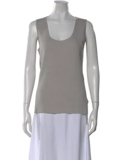 Pre-owned St John Scoop Neck Sweater In Gray