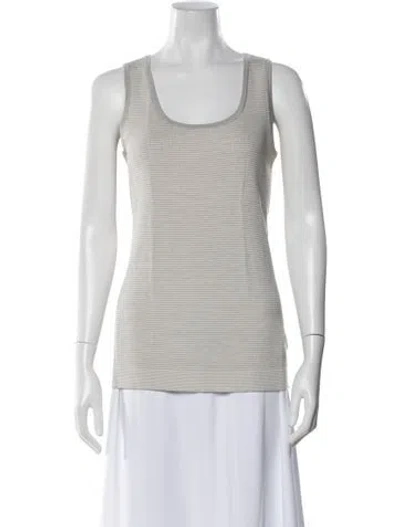 Pre-owned St John Scoop Neck Sweater In Gray