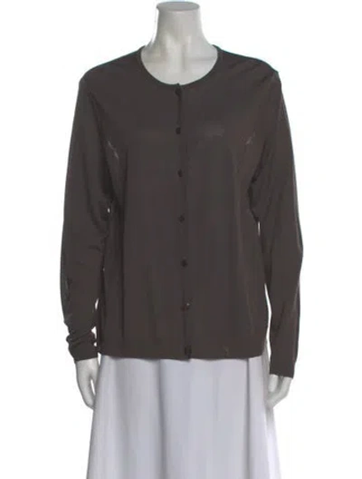 Pre-owned St John Scoop Neck Sweater In Gray
