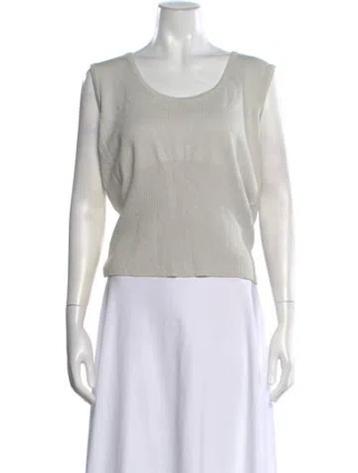 Pre-owned St John Scoop Neck Sweater In Gray