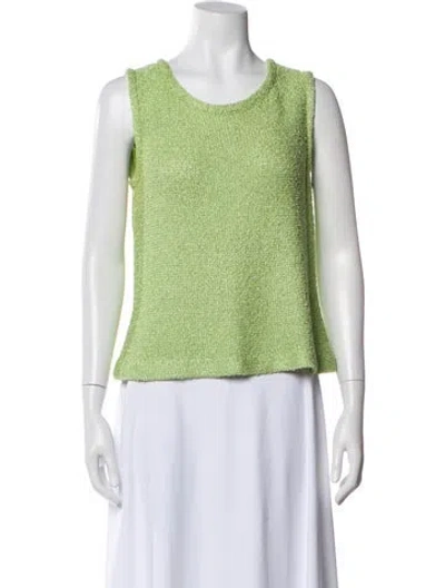 Pre-owned St John Scoop Neck Sweater In Green