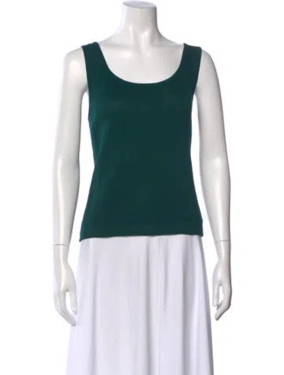 Pre-owned St John Scoop Neck Sweater In Green