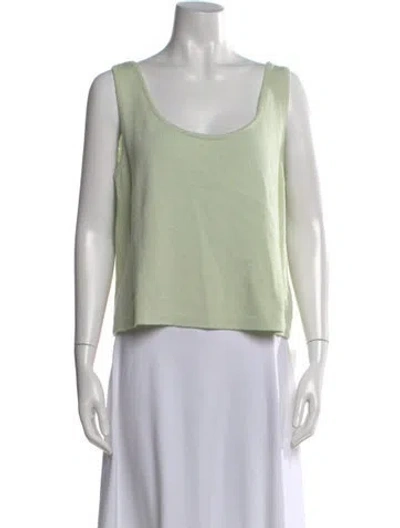 Pre-owned St John Scoop Neck Sweater In Green