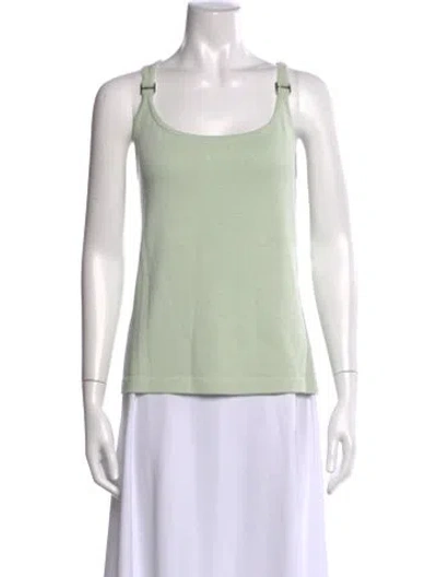 Pre-owned St John Scoop Neck Sweater In Green
