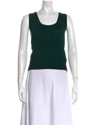 Pre-owned St John Scoop Neck Sweater In Green