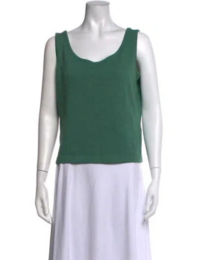 Pre-owned St John Scoop Neck Sweater In Green
