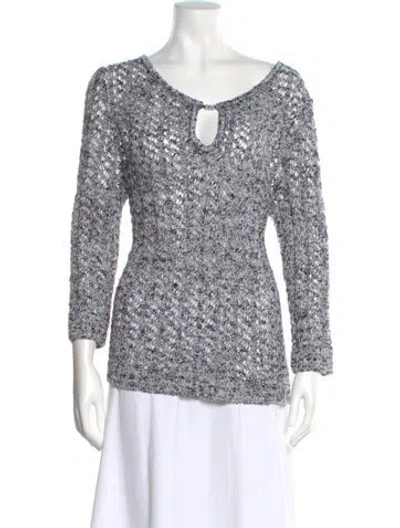 Pre-owned St John Scoop Neck Sweater In Multi