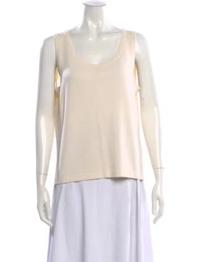 Pre-owned St John Scoop Neck Sweater In Neutral