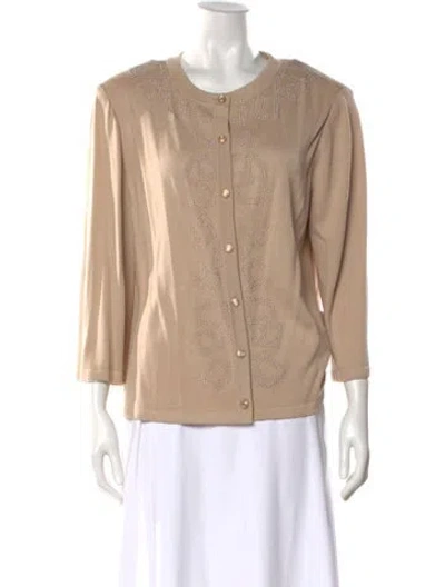 Pre-owned St John Scoop Neck Sweater In Neutral