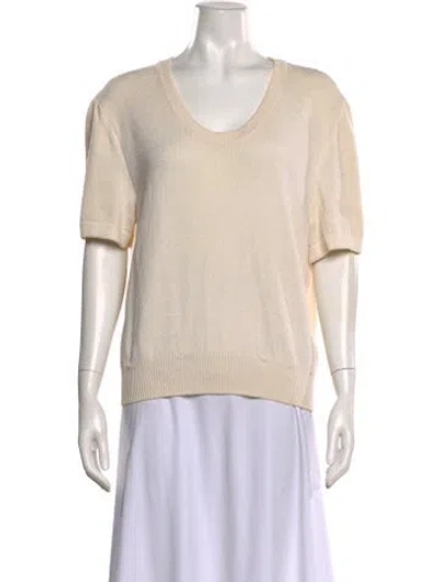 Pre-owned St John Scoop Neck Sweater In Neutral