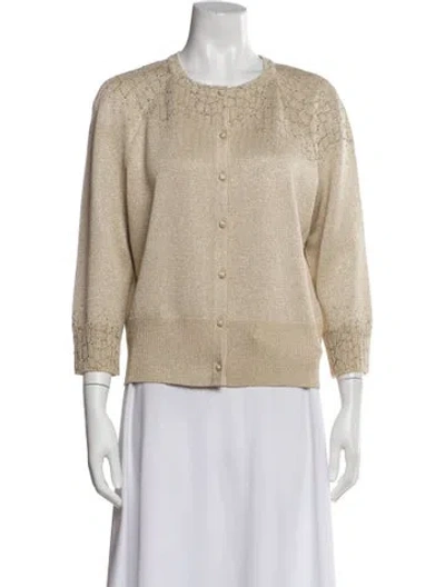 Pre-owned St John Scoop Neck Sweater In Neutral