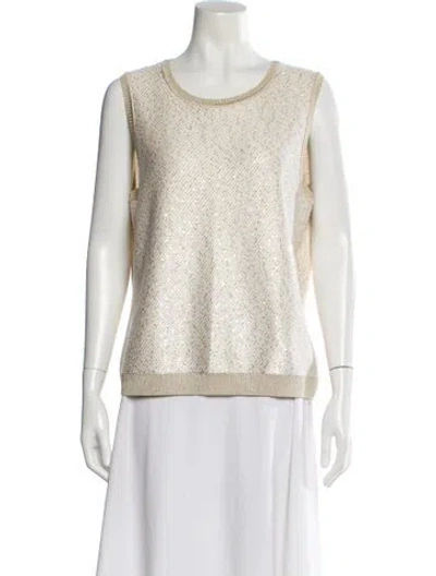 Pre-owned St John Scoop Neck Sweater In Neutral