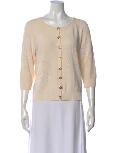 Pre-owned St John Scoop Neck Sweater In Neutral