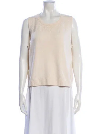 Pre-owned St John Scoop Neck Sweater In Neutral