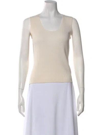 Pre-owned St John Scoop Neck Sweater In Neutral