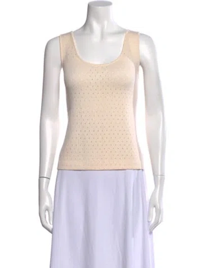 Pre-owned St John Scoop Neck Sweater In Neutral