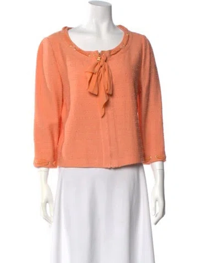 Pre-owned St John Scoop Neck Sweater In Orange